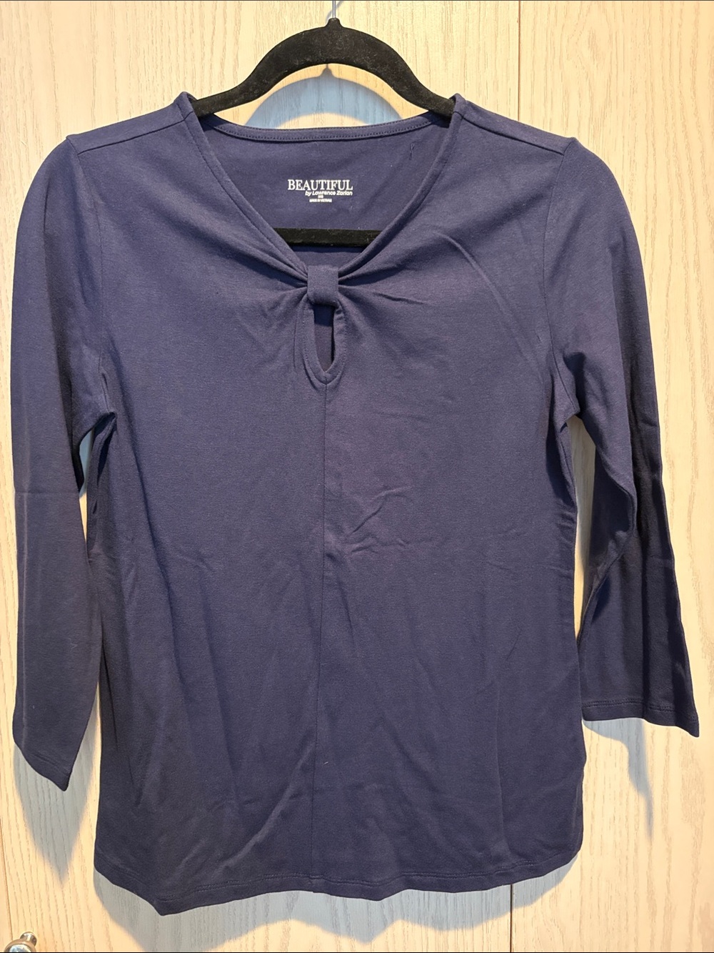 Lawerence Zarian Navy Keyhole Knot-Front Blouse